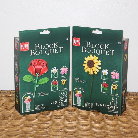 Block Tech.  Block Bouquet: Red Rose (120 pieces)  & Sunflower (81 pieces). - Picture 6 of 6